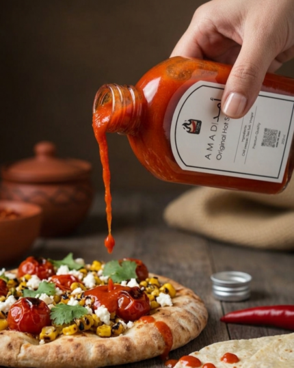 Shop AMAD Liquid Hot Sauce at Sharqiyat Online. A 100% natural, slowly fermented, gluten-free spicy sauce delivering bold flavor and sophisticated heat.