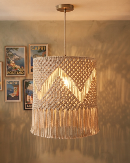 Handcrafted Macrame Pendant Light Shade | Sharqiyat Online